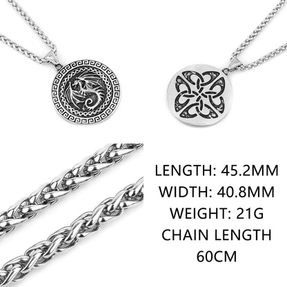 Nordic Viking Necklace | Men's Norse Mythology Stainless Steel Amulet Pendant