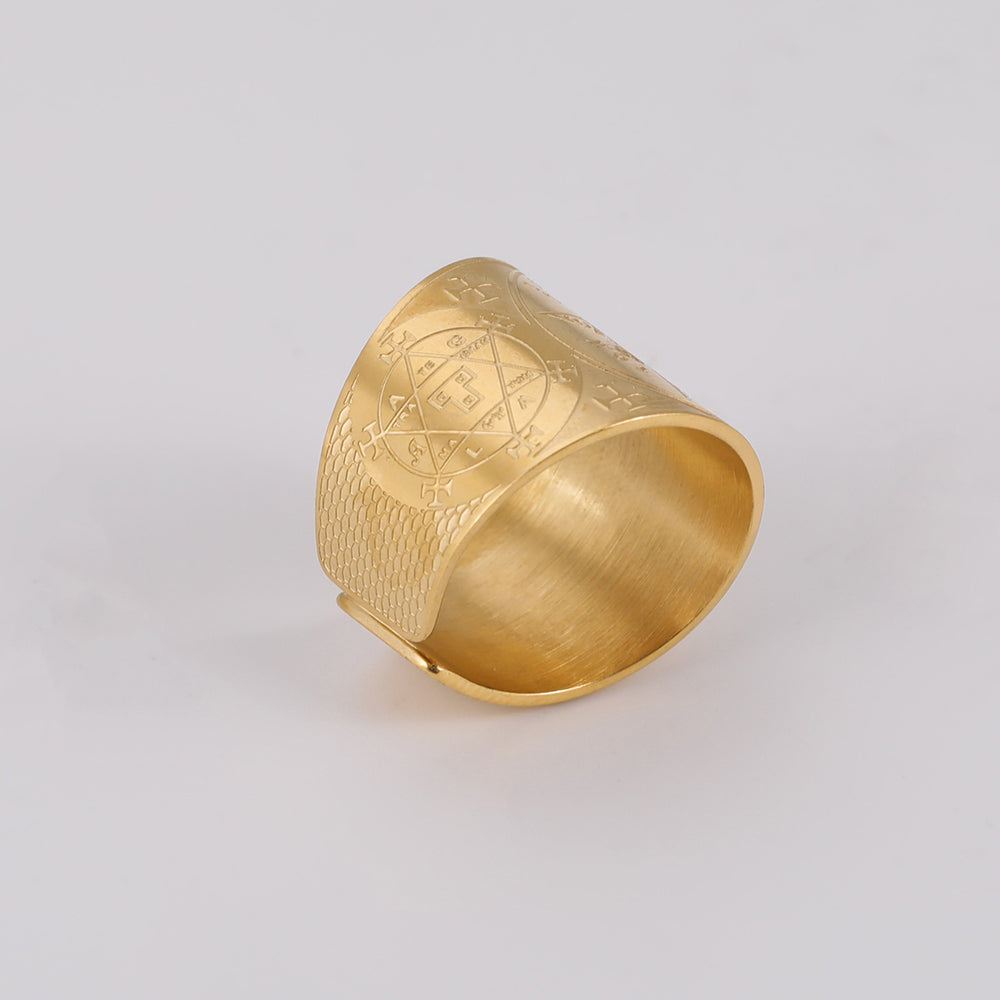 Gold Ripentagram Ring Tetragrammaton Enochian Ring | Occult Spiritual Jewelry | Apollo Tarot