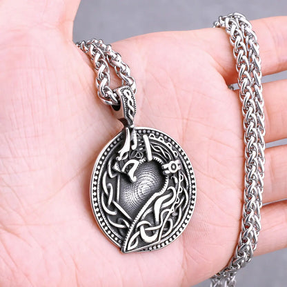 Nordic Viking Necklace | Men's Norse Mythology Stainless Steel Amulet Pendant