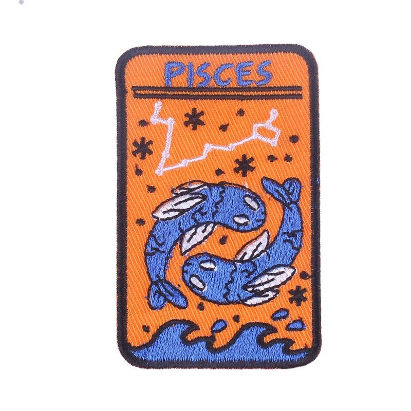 Zodiac Sign Iron On Patches | Twelve Constellation Witchy Embroidery Sticker For Clothing Shirt Backpack Jeans Jacket | Esoteric DIY Gift For Astrology Witch | Apollo Tarot Shop