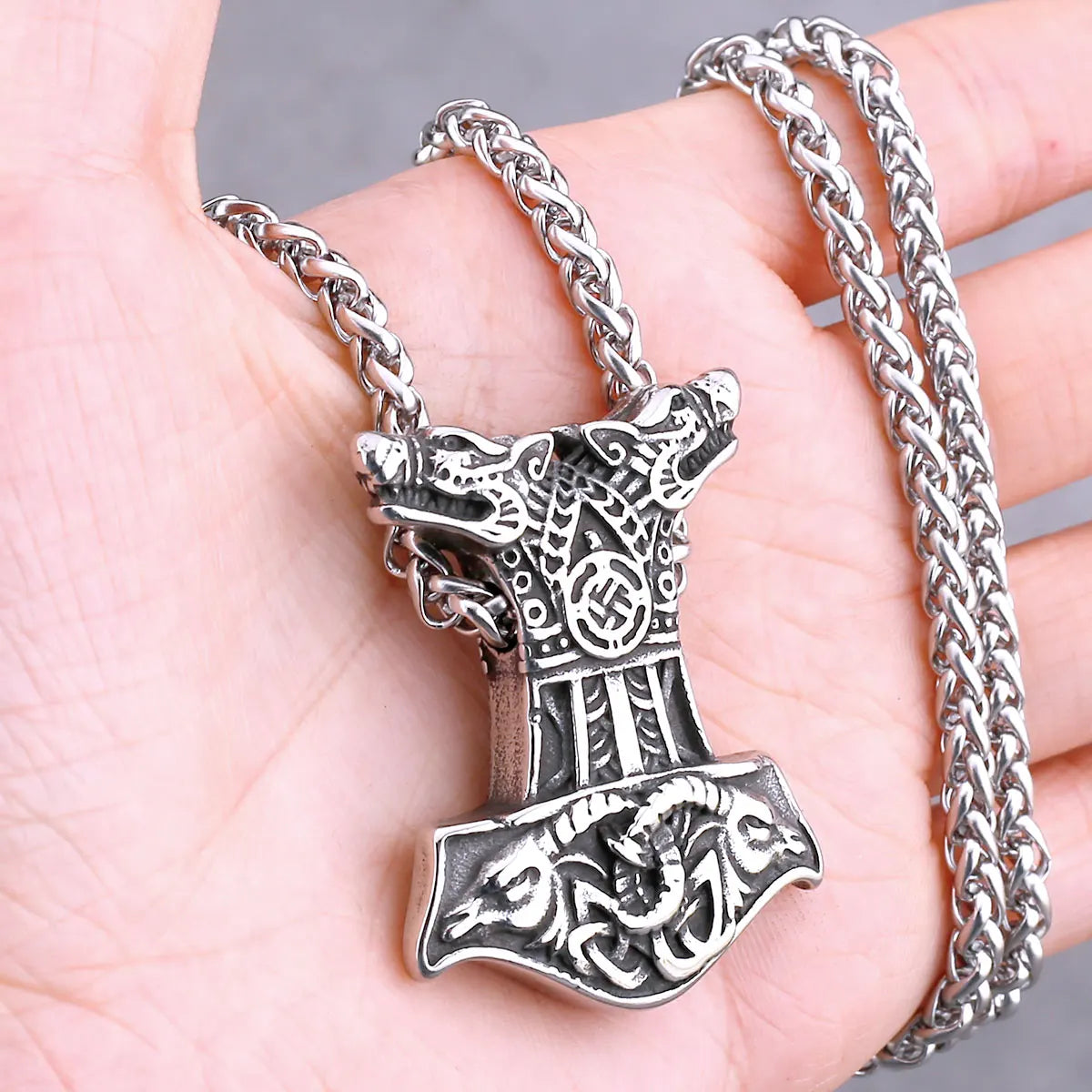 Nordic Viking Necklace | Men's Norse Mythology Stainless Steel Amulet Pendant