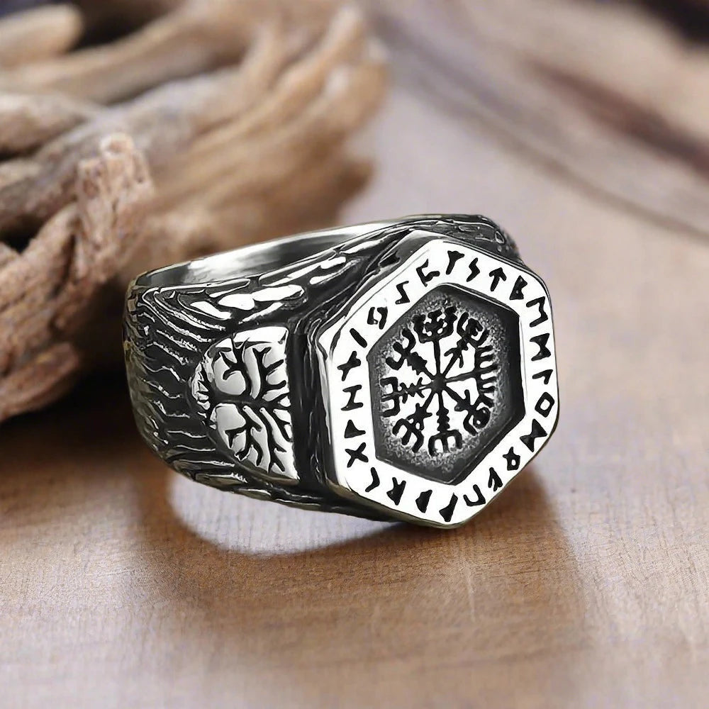 Norse Mythology Ring Nordic Viking Odin Compass Valknut Yggdrasil Amulet Jewelry • Apollo Tarot Shop