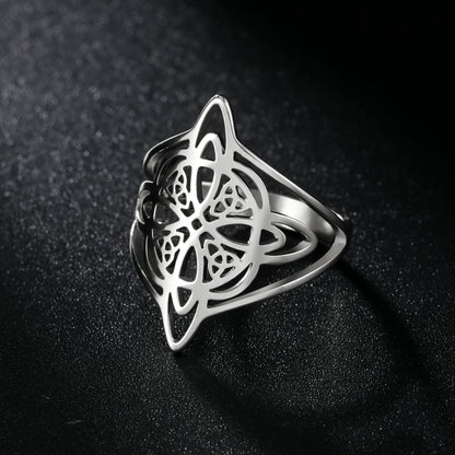 Witch's Knot Triquetra Ring | Wiccan Cross Protection Amulet | Celtics Knot Witchcraft Rings | Witchy Good Luck Charm Jewelry Gift For Spiritual Women | Apollo Tarot Jewelry Shop