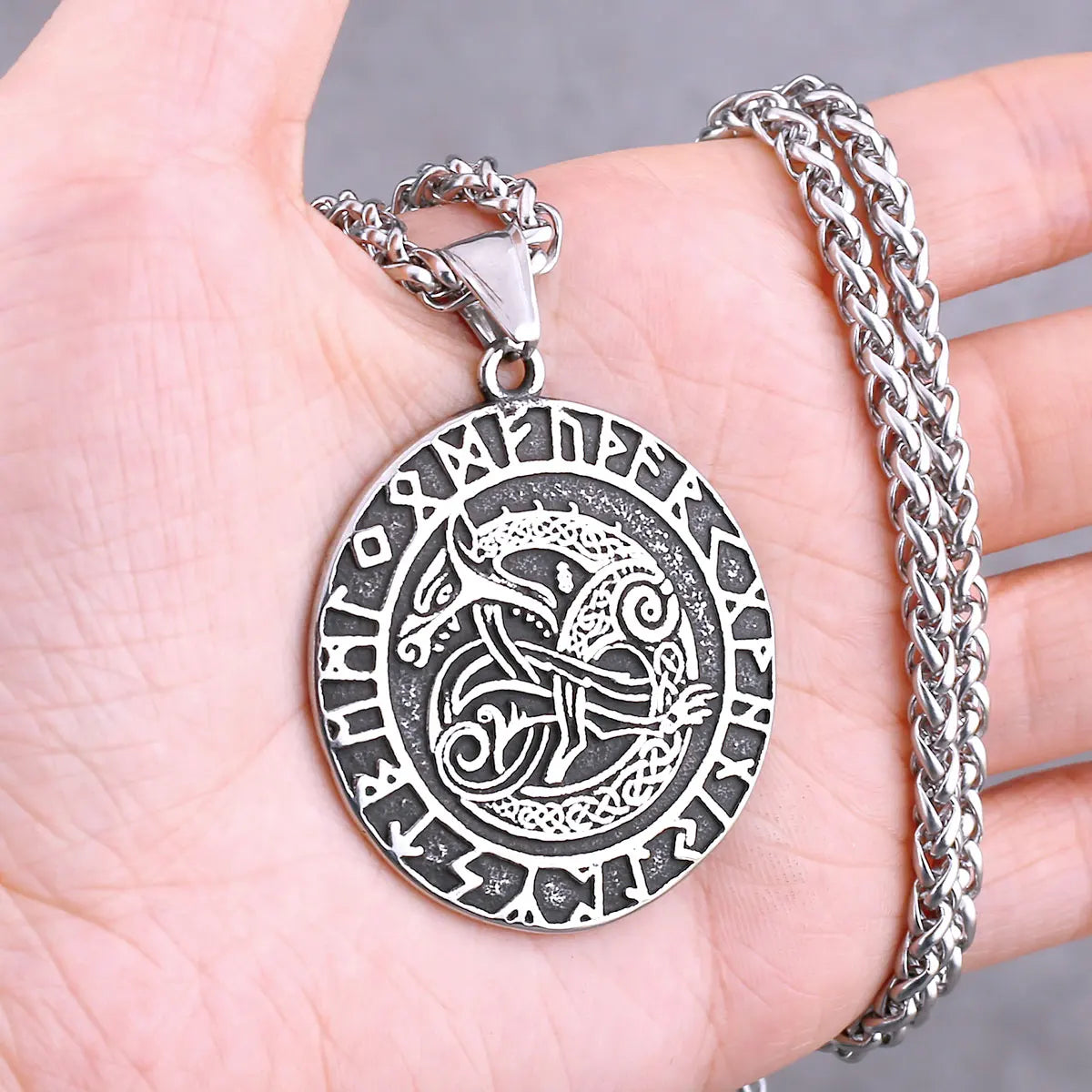Nordic Viking Necklace | Men's Norse Mythology Stainless Steel Amulet Pendant