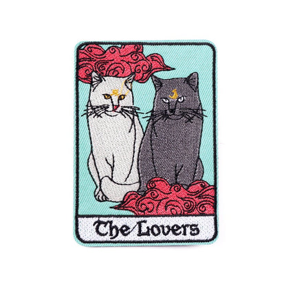 Cat Tarot Card Patch | Funny Kitty Iron On Patches | Occult Embroidered Stickers For Clothing | Witchy Sewing Thermo Adhesive Applique | Apollo Tarot Shop