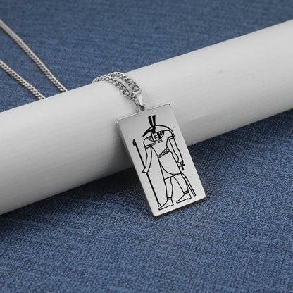 Ancient Egyptian Mythology Necklace | Deity Pendant Of God Horus Anubis Goddess Isis Stainless Steel Amulet | Pagan Worship Witchy Jewelry | Apollo Tarot Shop