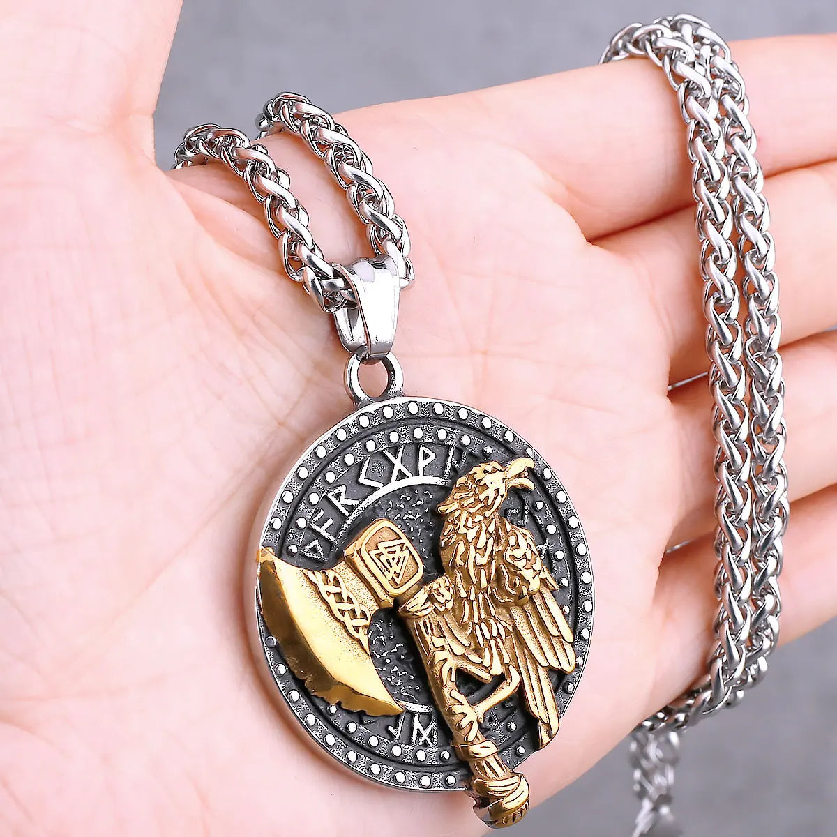 Nordic Viking Necklace | Men's Norse Mythology Stainless Steel Amulet Pendant