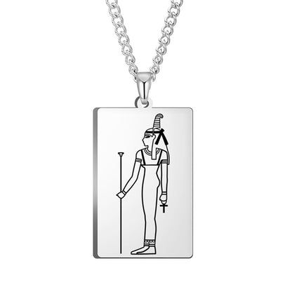 Ancient Egyptian Mythology Necklace | Deity Pendant Of God Horus Anubis Goddess Isis Stainless Steel Amulet | Pagan Worship Witchy Jewelry | Apollo Tarot Shop