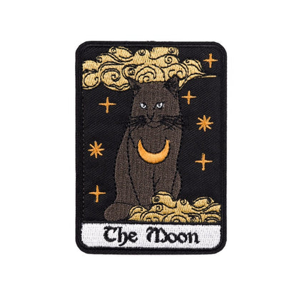 Cat Tarot Card Patch | Funny Kitty Iron On Patches | Occult Embroidered Stickers For Clothing | Witchy Sewing Thermo Adhesive Applique | Apollo Tarot Shop