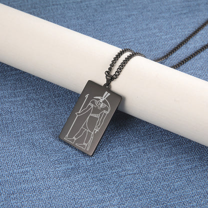 Ancient Egyptian Mythology Necklace | Deity Pendant Of God Horus Anubis Goddess Isis Stainless Steel Amulet | Pagan Worship Witchy Jewelry | Apollo Tarot Shop