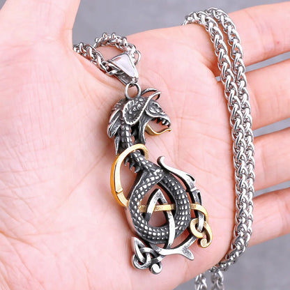 Nordic Viking Necklace | Men's Norse Mythology Stainless Steel Amulet Pendant