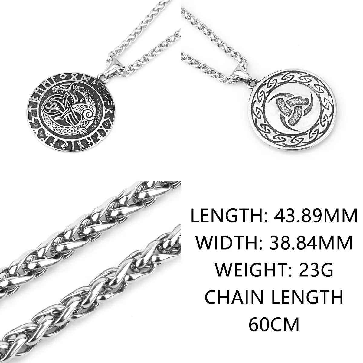 Nordic Viking Necklace | Men's Norse Mythology Stainless Steel Amulet Pendant