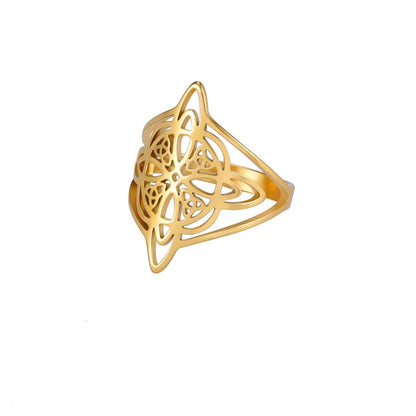 Witch's Knot Triquetra Ring | Wiccan Cross Protection Amulet | Celtics Knot Witchcraft Rings | Witchy Good Luck Charm Jewelry Gift For Spiritual Women | Apollo Tarot Jewelry Shop