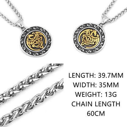 Nordic Viking Necklace | Men's Norse Mythology Stainless Steel Amulet Pendant