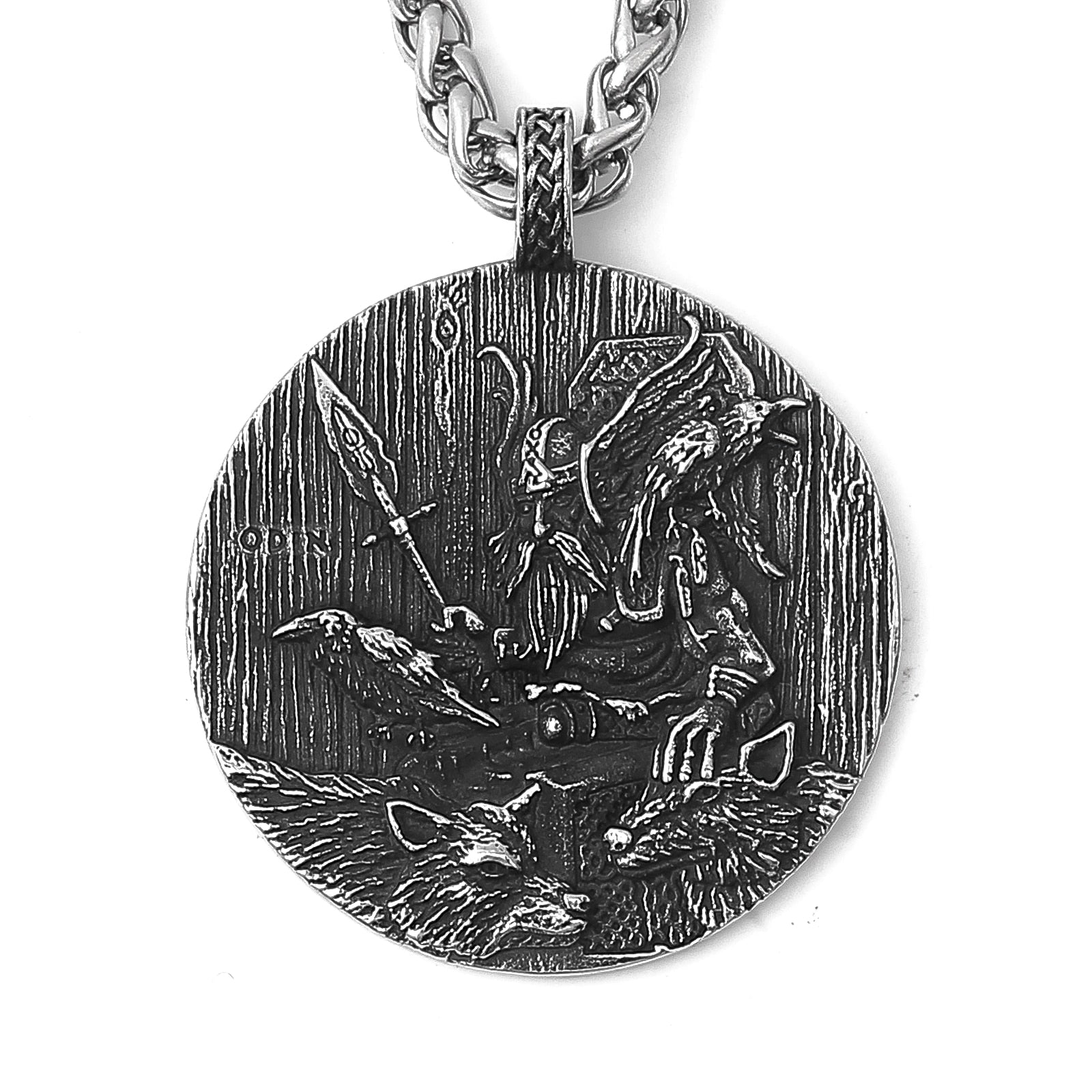 Norse Mythology God Odin Coin Necklace | The Triple Horn Amulet Pendant | Pagan Worship Witchy Jewelry | Apollo Tarot Shop