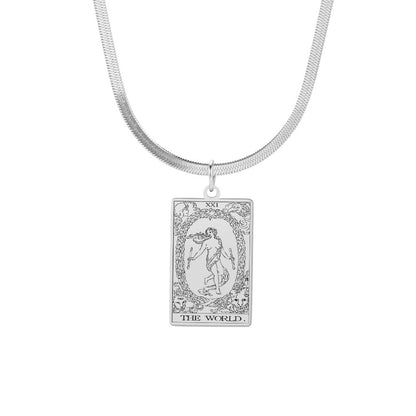 Tarot Card Snake Chain Choker Necklace| Dainty Stainless Steel Classic RWS Deck Charms | 22 Major Arcana Witchy Pendant | Apollo Tarot Jewelry Shop