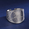 Tetragrammaton Enochian Ring | Wiccan Pentagram Ring | Lilith Samael Baphomet Sigil Ring | Triple Moon Wicca Ring | Stainless Steel Occult Spiritual Jewelry | Apollo Tarot Etsy shop