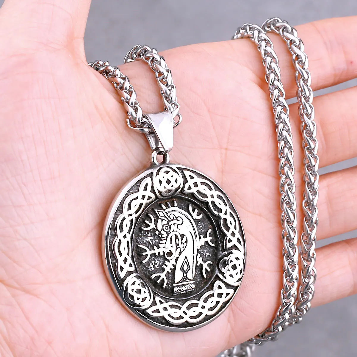 Nordic Viking Necklace | Men's Norse Mythology Stainless Steel Amulet Pendant