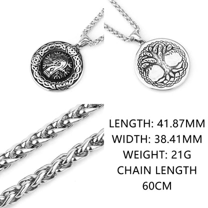 Nordic Viking Necklace | Men's Norse Mythology Stainless Steel Amulet Pendant