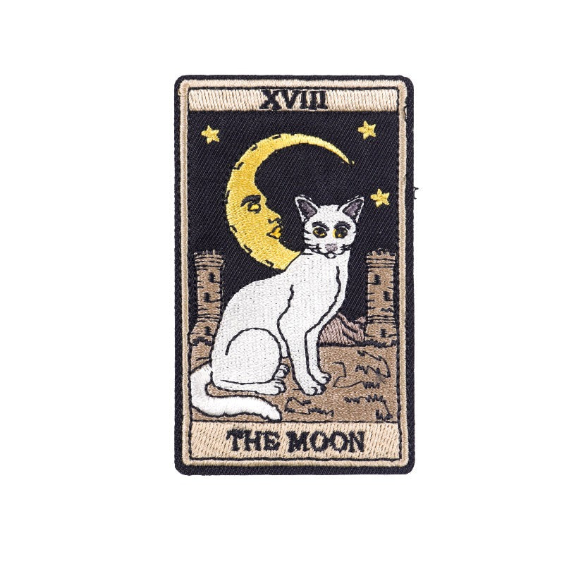 Cat Tarot Card Patch | Funny Kitty Iron On Patches | Occult Embroidered Stickers For Clothing | Witchy Sewing Thermo Adhesive Applique | Apollo Tarot Shop