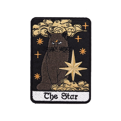 Cat Tarot Card Patch | Funny Kitty Iron On Patches | Occult Embroidered Stickers For Clothing | Witchy Sewing Thermo Adhesive Applique | Apollo Tarot Shop