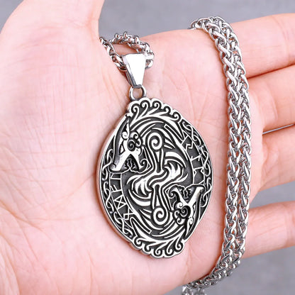 Nordic Viking Necklace | Men's Norse Mythology Stainless Steel Amulet Pendant