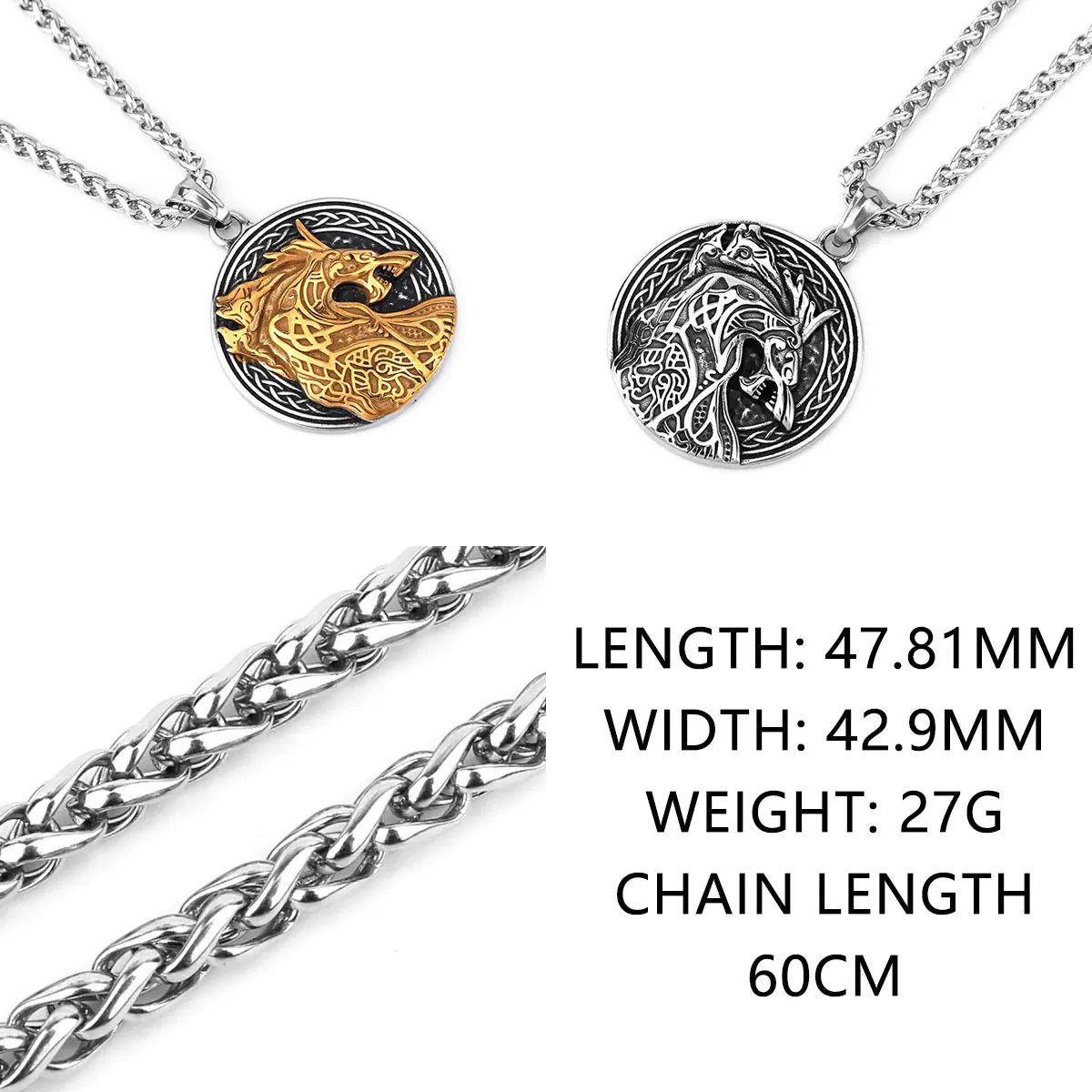 Nordic Viking Necklace | Men's Norse Mythology Stainless Steel Amulet Pendant