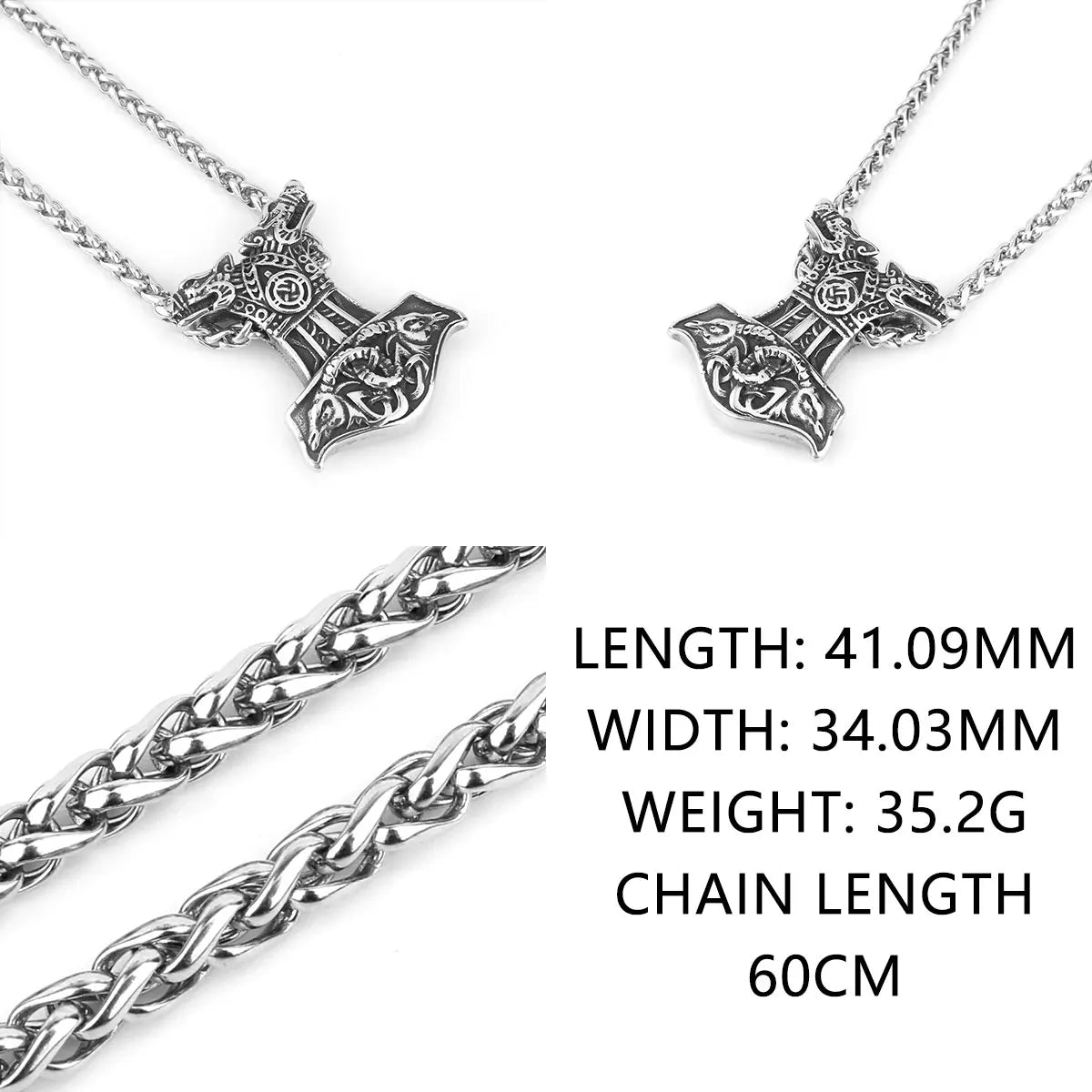 Nordic Viking Necklace | Men's Norse Mythology Stainless Steel Amulet Pendant