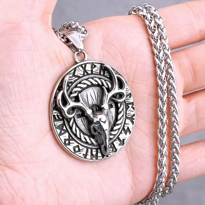 Nordic Viking Necklace | Men's Norse Mythology Stainless Steel Amulet Pendant