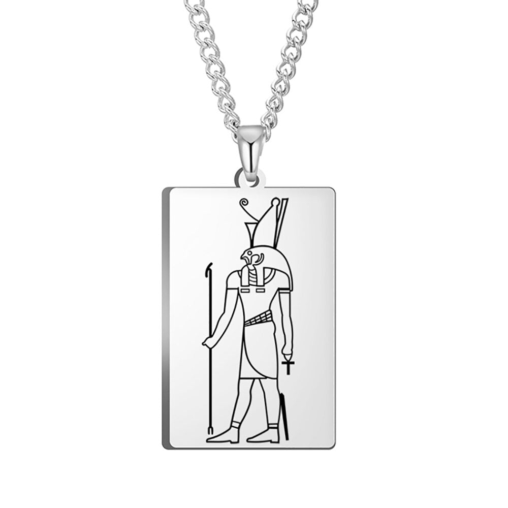 Ancient Egyptian Mythology Necklace | Deity Pendant Of God Horus Anubis Goddess Isis Stainless Steel Amulet | Pagan Worship Witchy Jewelry | Apollo Tarot Shop
