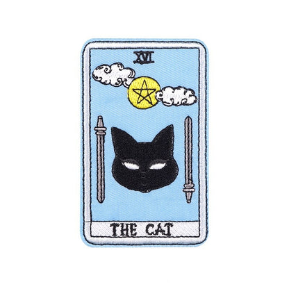 Cat Tarot Card Patch | Funny Kitty Iron On Patches | Occult Embroidered Stickers For Clothing | Witchy Sewing Thermo Adhesive Applique | Apollo Tarot Shop