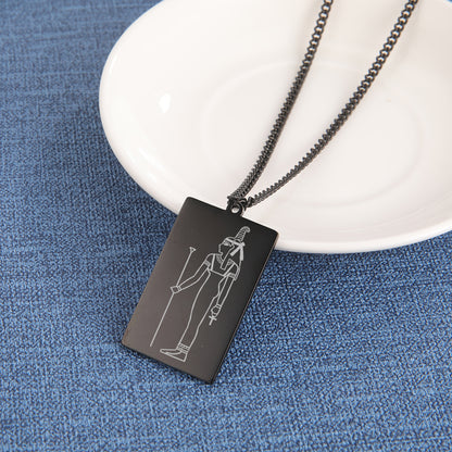 Ancient Egyptian Mythology Necklace | Deity Pendant Of God Horus Anubis Goddess Isis Stainless Steel Amulet | Pagan Worship Witchy Jewelry | Apollo Tarot Shop