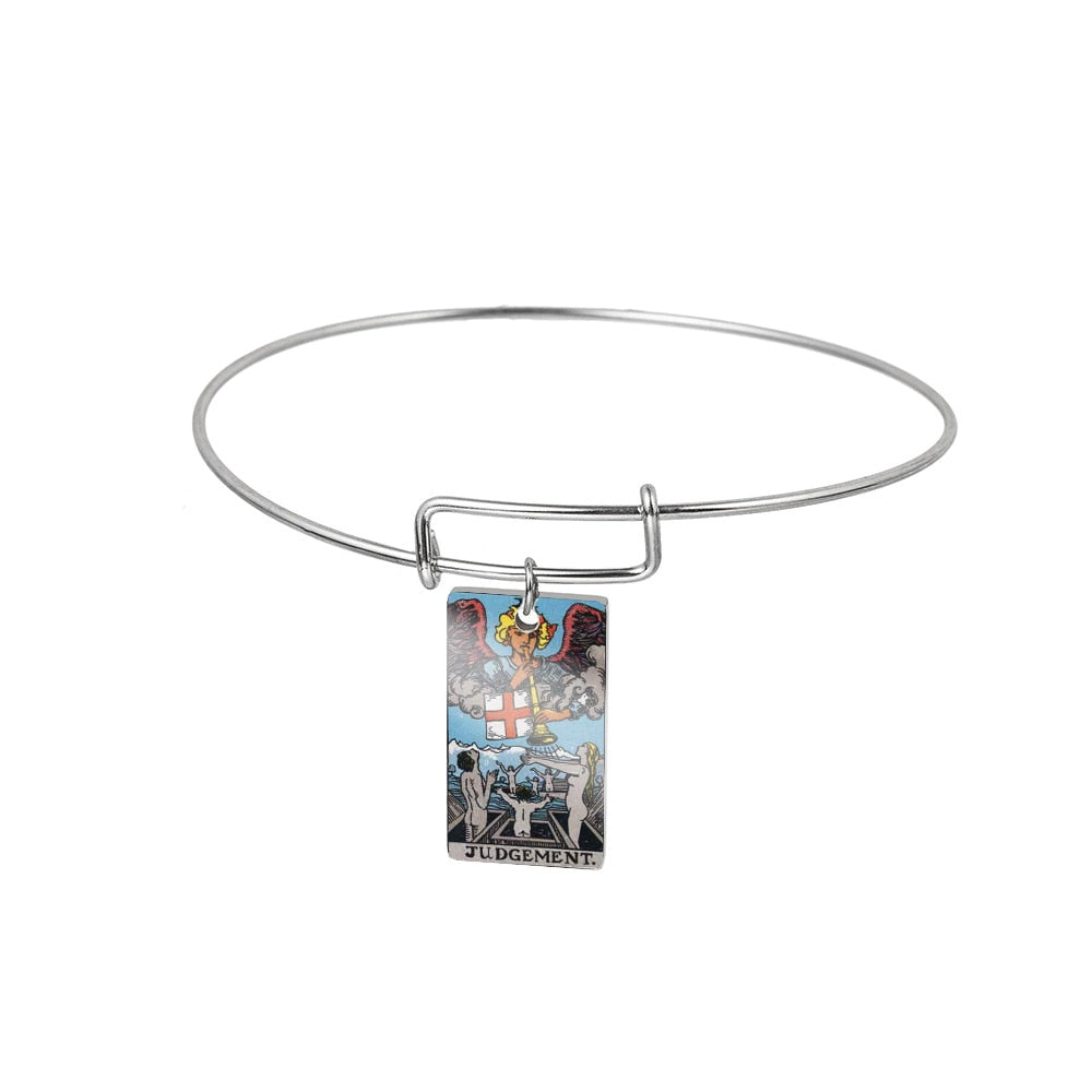 Major Arcana Bangle | Tarot Card Bracelets | Colorful Stainless Steel Classic Rider-Waite Charms | Occult Gift For Witchy Friend | Apollo Tarot Jewelry Shop