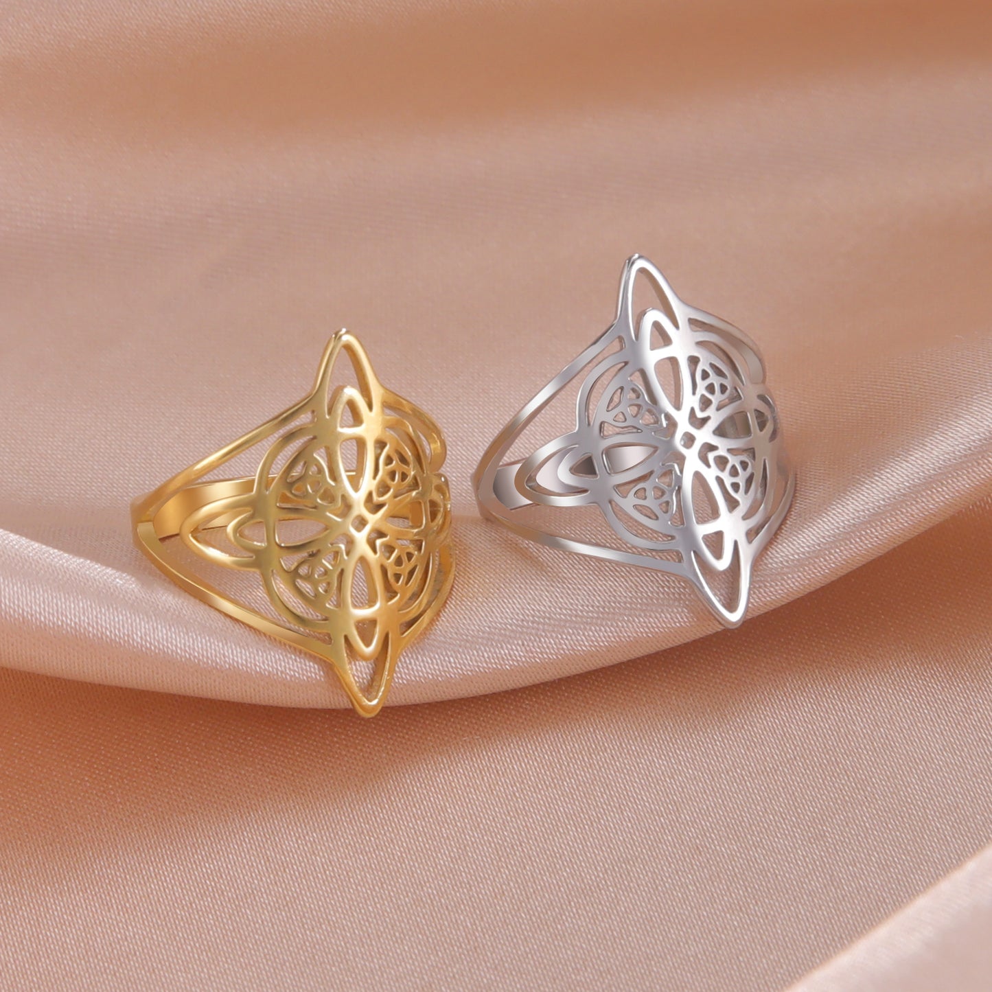 Witch's Knot Triquetra Ring | Wiccan Cross Protection Amulet | Celtics Knot Witchcraft Rings | Witchy Good Luck Charm Jewelry Gift For Spiritual Women | Apollo Tarot Jewelry Shop