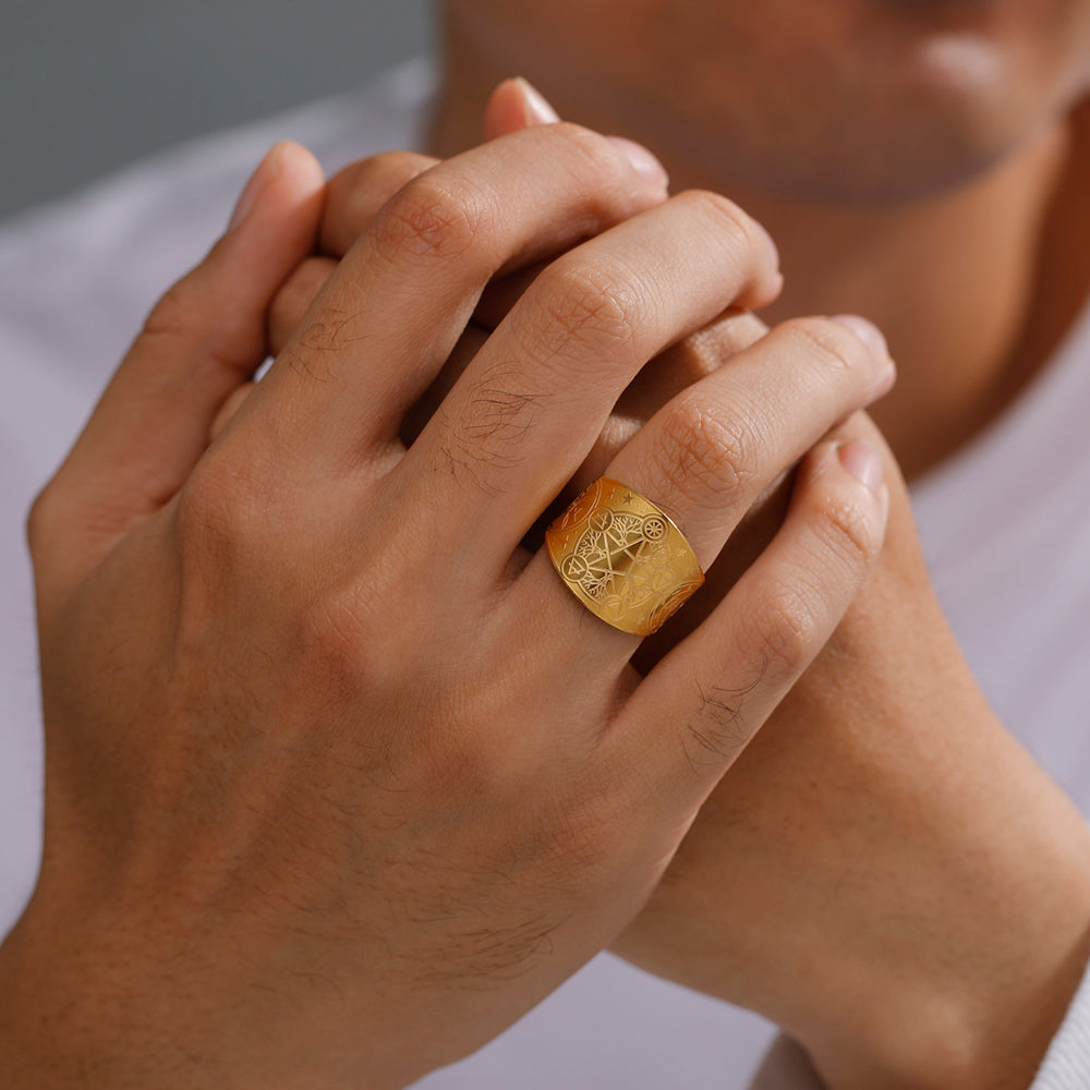 Gold Ripentagram Ring Tetragrammaton Enochian Ring | Occult Spiritual Jewelry | Apollo Tarot