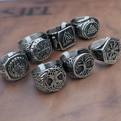 Norse Mythology Ring Nordic Viking Odin Compass Valknut Yggdrasil Amulet Jewelry • Apollo Tarot Shop