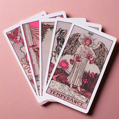 Light Pink Tarot Deck For Beginners, Faded Colors Waite Style Oracle Card Set • Apollo Tarot Mystical Shop