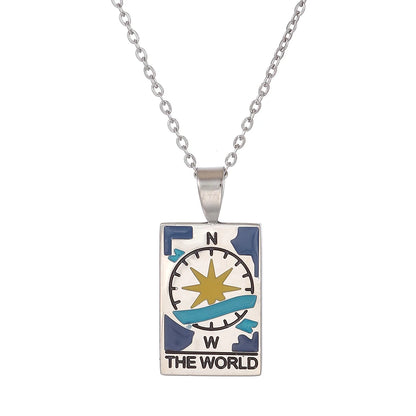 Tarot Card Necklace Of The World, Lovers, Star, Fortune & Moon Cards In Silver Or Gold Plated Stainless Steel • Dainty Chain Witchy Pendant • Apollo Tarot Online Shop