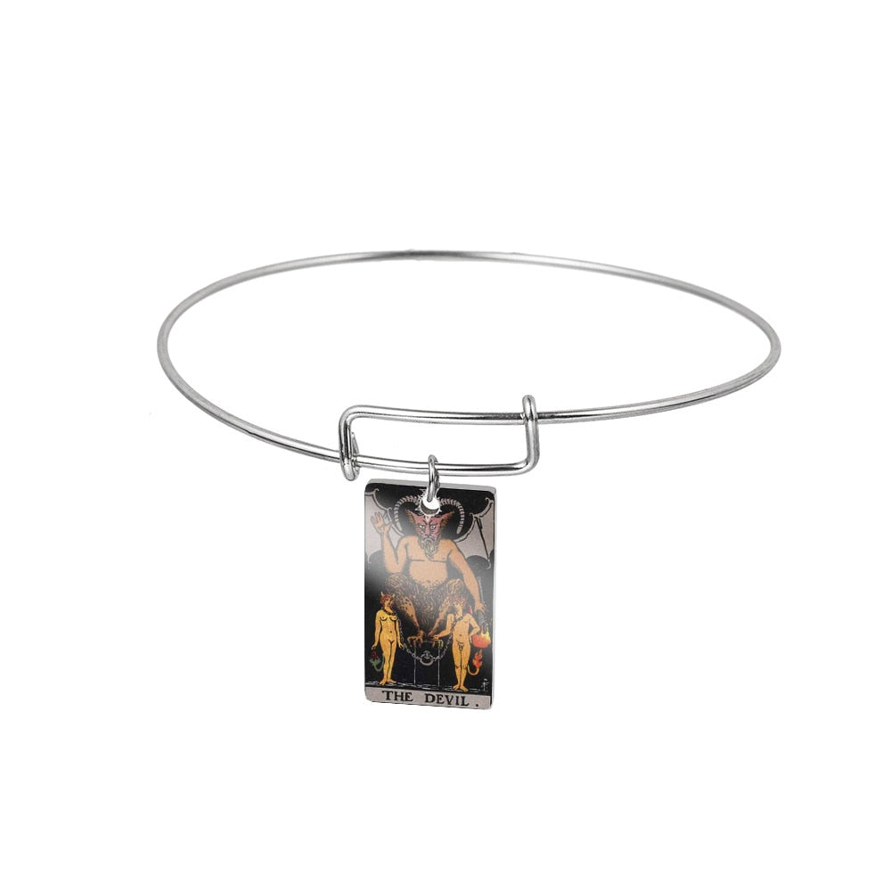 Major Arcana Bangle | Tarot Card Bracelets | Colorful Stainless Steel Classic Rider-Waite Charms | Occult Gift For Witchy Friend | Apollo Tarot Jewelry Shop