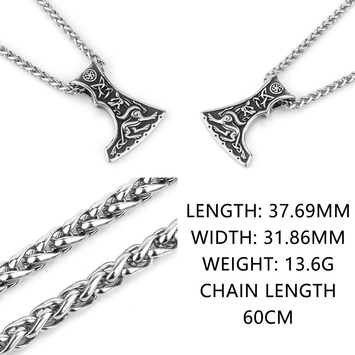 Nordic Viking Necklace | Men's Norse Mythology Stainless Steel Amulet Pendant