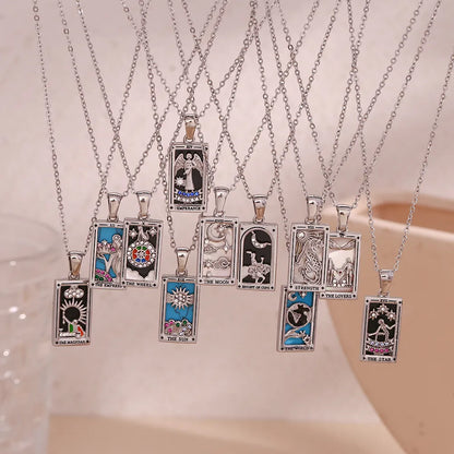 Tarot Card Necklace • Cubic Zirconia Silver Or Gold-Plated Stainless Steel Dainty Pendant • Major Arcana Cards Jewelry For Witchy Women • Apollo Tarot Shop