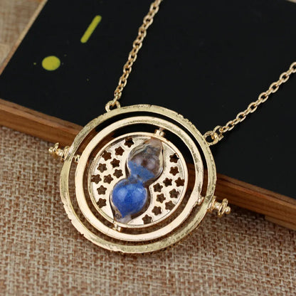 Time Turner Spin Necklace • Time Travel Magical Hourglass Rotating Pendant • Witchy HP Spinning Jewelry Cosplay Gift For Movie Fan Girl • Apollo Tarot Shop