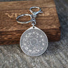 Seven Archangels Sigil Keychain | The Seal Of The Seven Archangels Antique Silver Or Bronze Plated Round Key Pendant | Solomon Kabbalah Amulet Keyring