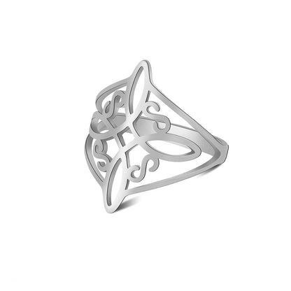 Witch's Knot Triquetra Ring | Wiccan Cross Protection Amulet | Celtics Knot Witchcraft Rings | Witchy Good Luck Charm Jewelry Gift For Spiritual Women | Apollo Tarot Jewelry Shop