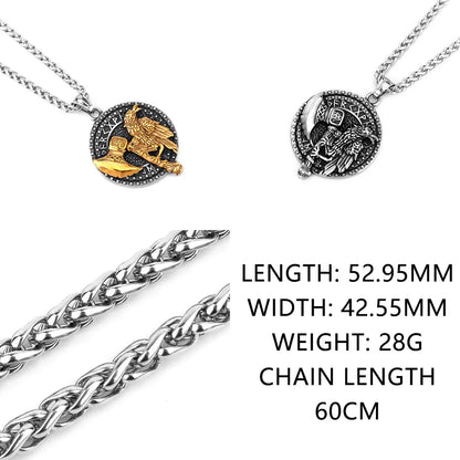 Nordic Viking Necklace | Men's Norse Mythology Stainless Steel Amulet Pendant