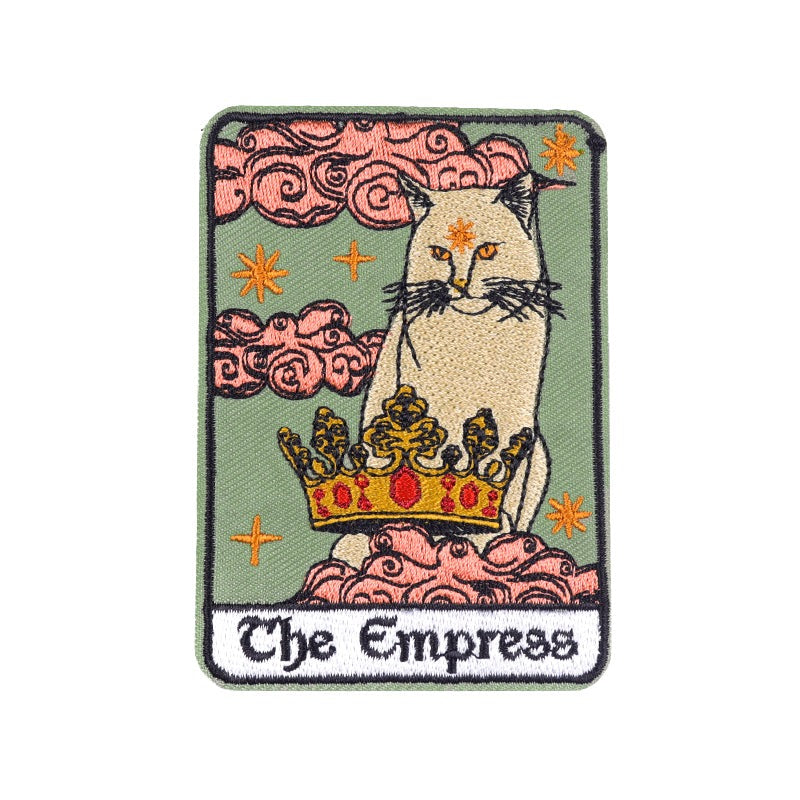 Cat Tarot Card Patch | Funny Kitty Iron On Patches | Occult Embroidered Stickers For Clothing | Witchy Sewing Thermo Adhesive Applique | Apollo Tarot Shop