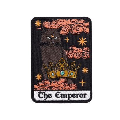 Cat Tarot Card Patch | Funny Kitty Iron On Patches | Occult Embroidered Stickers For Clothing | Witchy Sewing Thermo Adhesive Applique | Apollo Tarot Shop