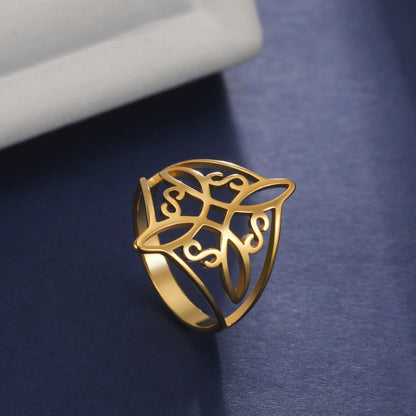 Witch's Knot Triquetra Ring | Wiccan Cross Protection Amulet | Celtics Knot Witchcraft Rings | Witchy Good Luck Charm Jewelry Gift For Spiritual Women | Apollo Tarot Jewelry Shop