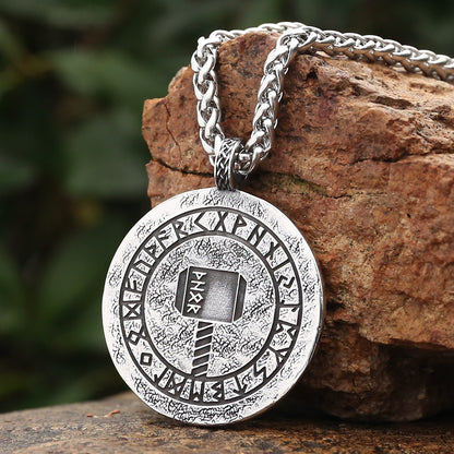 Nordic God Thor Coin Necklace | Norse Mythology Mjölnir Hammer Pendant | Pagan Worship Witchy Viking Jewelry |  Apollo Tarot