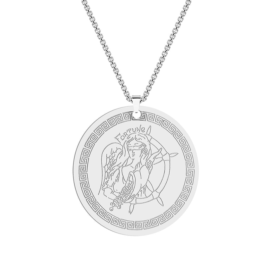 Goddess Fortuna Necklace | Greek Mythology Tyche Amulet | Greco-Roman Goddess of Luck Pendant | Pagan Deity Worship Jewelry Gift | Apollo Tarot Shop